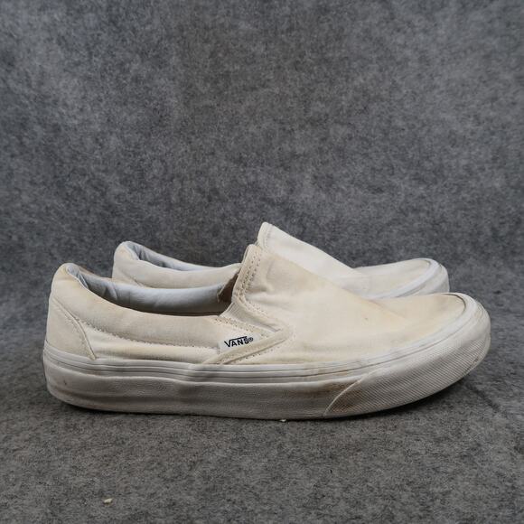 Vans Shoes - Vans Shoes Womens 7 Classic Slip On Sneakers Casual White Canvas Skate Trainers
